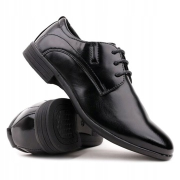 Eleganckie Wizytowe Chłopiec PANTOFELKI Czarne r32