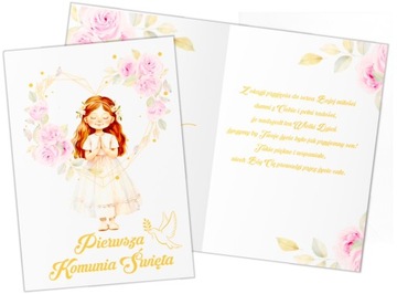 PIERWSZA KOMUNIA ŚWIĘTA życzenia na komunię PAMIĄTKA komunijna KARTKA DUŻA