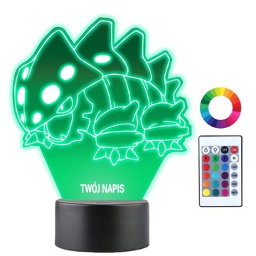 Lampka Nocna LED 3D Lairon Pokemon Go Anime Prezent Twój Napis Grawer