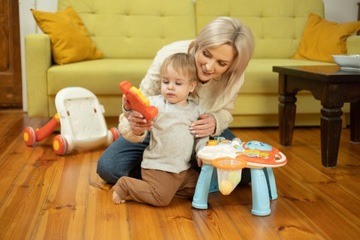 Interaktywny Pchacz Chodzik Jeździk Stoliczek Zabawka dla dziecka PINK