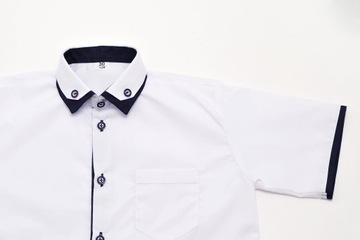 РУБАШКА С КОРОТКИМИ РУКАВАМИ ДЛЯ МАЛЬЧИКОВ, БЕЛАЯ, ЭЛЕГАНТНАЯ, ДВОЙНОЙ КРАЙ 128