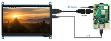 7-дюймовый емкостный сенсорный экран QLED, 1024×600, HDMI