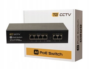 Коммутатор для камер PoE 4xPoE 2xUplink 65 Вт Удлинение 250 м