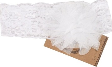 Opaska koronkowa niemowlęca biała na chrzest