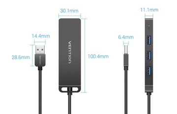 VENTION HUB 4x USB3.0 + MicroUSB Питание 5 Гбит/с 0,5 м