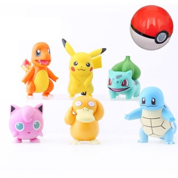 FIGUREK POKEMON PIKACHU BOX NIESPODZIANEK PREZENT DZIECKO DUŻYCH 6 ZESTAW