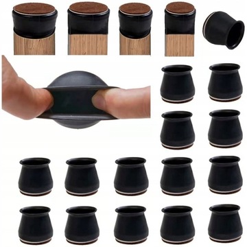 16x Nakładki z Filcem Na Nogi Krzesła SILIKONOWE 30mm-45mm