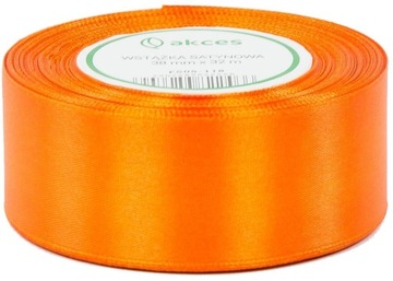 WSTĄŻKA TASIEMKA SATYNOWA 38mm x 32m Intensywny pomarańcz A-118