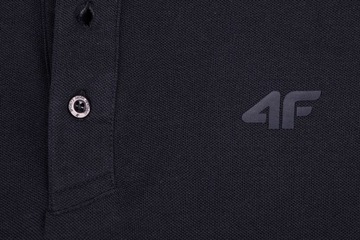 МУЖСКАЯ ФУТБОЛКА ПОЛО 4F ЧЕРНАЯ ХЛОПКА, ЧЕРНЫЙ РАЗМЕР. М