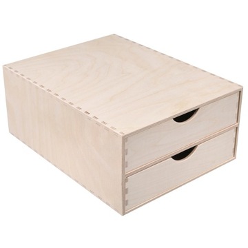 Organizer na biurko mini komoda drewniana na dokumenty drobiazgi 2 szuflady