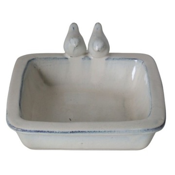 POIDEŁKO CERAMICZNE Z PTASZKAMI KREMOWE