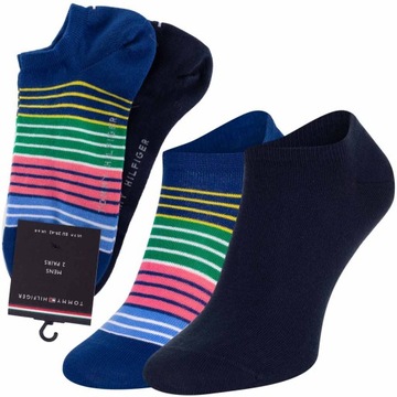 TOMMY HILFIGER SKARPETY SKARPETKI STOPKI 2P GRANATOWE/WIELOKOLOROWE r.39-42