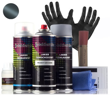 LAKIER SAMOCHODOWY SPRAY + PODKŁAD + BEZBARWNY PEUGEOT EZW EZWD Gris Fer