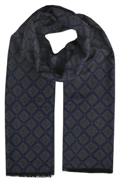 Szalik Męski Alties z Wiskozy - Niebieski w Geometryczny Wzór