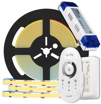 Taśma LED listwa COB 12V 5M Linia NEON Neutralny + pilot zasilacz 60W