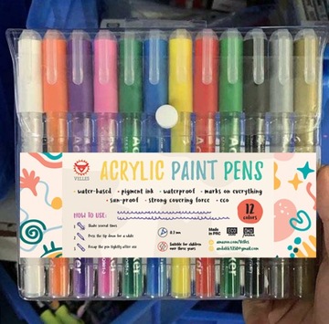 MARKERY AKRYLOWE PISKI do KAMIENIA 0,7mm Cienkie Flamastry Mazaki Długopisy