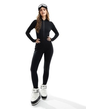 THREADBARE FITNESS CZARNY DOPASOWANY KOMBINEZON STÓJKA ZAMEK GUF NG7__M