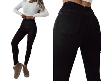 CZARNE SPODNIE SKINNY WYSOKI STAN PUSH UP wygodne elastyczne 27 S 96