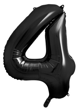 Duży Balon Foliowy Czarny Cyfra 4 Dekoracja na Urodziny 86 cm