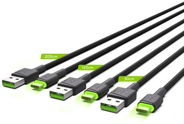 Комплект из 3 кабелей GC Ray USB-USB-C, 30 см, 120 см, 200 см, светодиодная быстрая зарядка 3.0