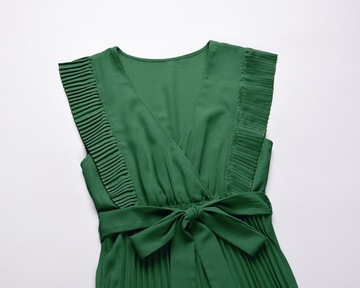 Eleganckie szyfonowe plisowane sukienki z marszczonym rękawem r.S-XXL