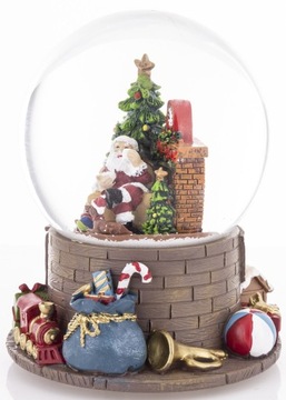 СТЕКЛЯННАЯ МУЗЫКАЛЬНАЯ ШКАТУЛКА СНЕЖНОГО ГЛОБЕЛЯ СВЯТОГО КЛАУСА