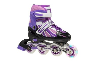 РОЛИКОВЫЕ КОНЬКИ РЕГУЛИРУЕМЫЕ КОНЬКИ ФИОЛЕТОВЫЙ ФИОЛЕТОВЫЙ КОЛЕСО СВЕТОДИОДНЫЕ КОЛЕСА 30-33