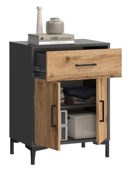 КОМОД 1 ЯЩИК 2 ДВЕРИ АНТРАЦИТ ГРАФИТ ДУБ WOTAN COMO 2D1SZ