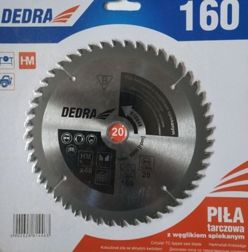 DEDRA PIŁA TARCZOWA DREWNO 48z śr.160x20 mm H16048