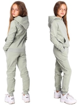 DZ01 PISTACJOWY CIEPŁY DRES Z MESZKIEM KOMPLET 146