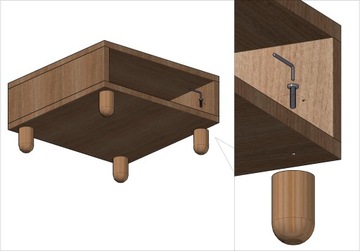 Ножка из бука 20 см П-образная белая с металлическим листом