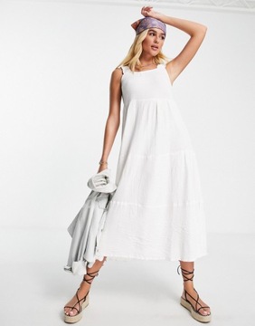 Biała warstwowa Sukienka midi używana 38