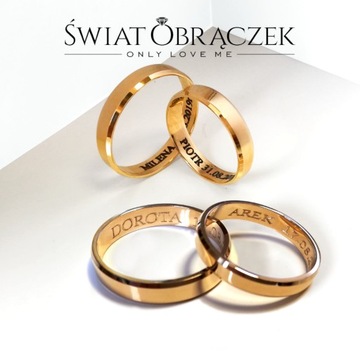 ZŁOTE OBRĄCZKI ŚLUBNE SREBRO 925 ZŁOTO 750 GRAWER