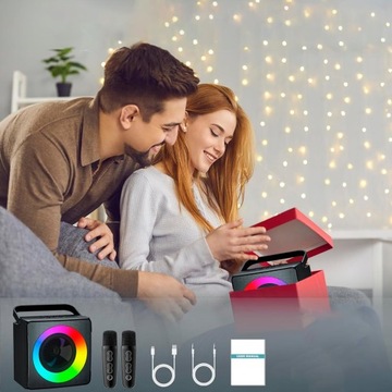 НАБОР КАРАОКЕ ДЛЯ ДЕТЕЙ СВЕТОДИОДНОЙ BLUETOOTH ДИНАМИК + 2 МИКРОФОНА