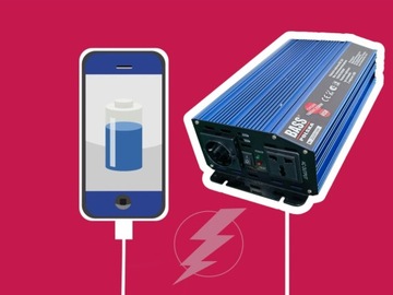 ПРЕОБРАЗОВАТЕЛЬ НАПРЯЖЕНИЯ 12 В/230 В 1000 Вт/2000 Вт PURE SINUS BASS INVERTER ПОЛЬША