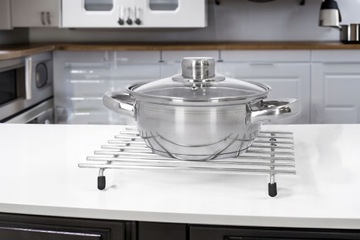 PODSTAWKA POD GARNEK METALOWA OCHRONNA PODKŁADKA STAL NIERDZEWNA SREBRNA