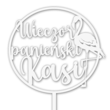 TOPPER WIECZÓR PANIEŃSKI IMIĘ FLAMING NAPIS BIAŁY