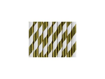 Трубочки бумажные GOLD STRIPES, металлизированные, 10 шт.