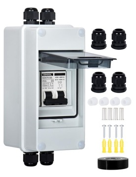 DIHOOL WYŁĄCZNIK NADPRĄDOWY solarny skrzynka rozdzielcza 12V 20A IP65 400V