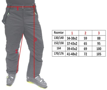 SPODNIE NARCIARSKIE DZIECIECE SNOWBOARDOWE NARCIARSKIE SZELKI 130/140