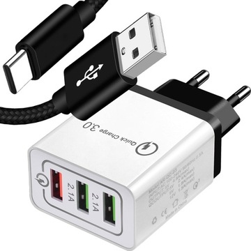 SZYBKA MOCNA ŁADOWARKA SIECIOWA QC + KABEL USB-C