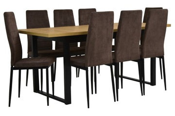 Komplet 8x krzesła BRĄZOWE + stół rozkładany