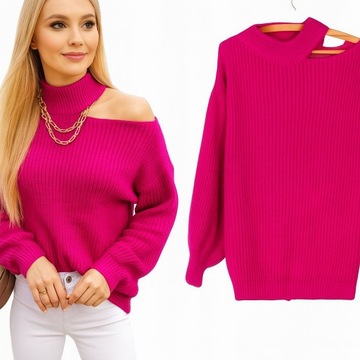 KOBIECY SWETER MIĘKKI CIEPŁY SWETER ODKRYTE RAMIĘ kolory 887
