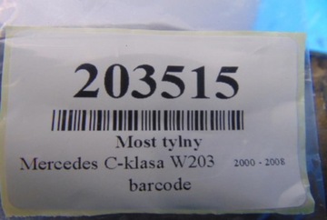 MERCEDES TŘÍDA C W203 2.0 BENZÍN NÁPRAVA ZADNÍ 1243518508