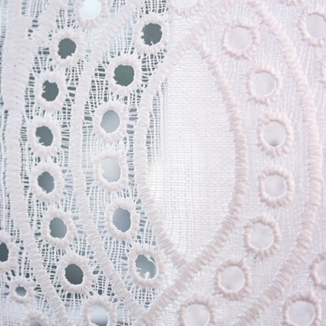 Firanka Len Kuchnia Biała Zazdrostka Haft wysokość 40 cm