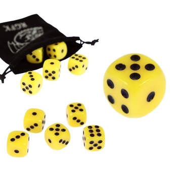 ŻÓŁTA KOŚĆ SZEŚCIOŚCIENNA K6 RPG 1,1 CM