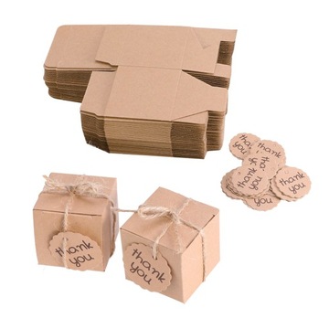 DZIĘKUJEMY PUDEŁKA NA CUKIERKI OPAKOWANIA Z PAPIERU KRAFT PREZENT POZDROWIE GOODIES BOXE 50 ZESTAWÓW