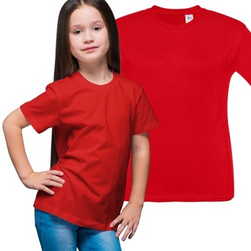 Koszulka bawełniana t-shirt chłopiec dziewczynka czerwona przedszkole 98
