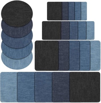 ŁATKI NAPRASOWANKI TERMO ŁATA JEANS DŻINS ZESTAW 25 SZTUK +ZESTAW DO SZYCIA