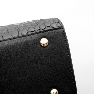 Женская сумка черная элегантная для работы EKO Snake Leather A4